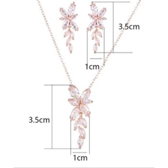 NEW Necklace Earrings Jewelry Set 925 Sterling Silver CZ Lot Cubic Zirconia MA08 - Picture 4 of 4